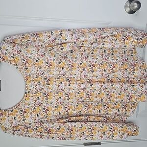 Ofeefan Floral Women's Blouse - Yellow and‎ White Size L